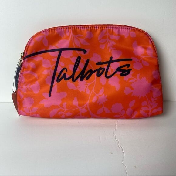 Talbots New With Tags Pink and orange Floral Cosmetic Bag - Picture 1 of 8